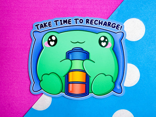 Take Time To Recharge Frog sticker