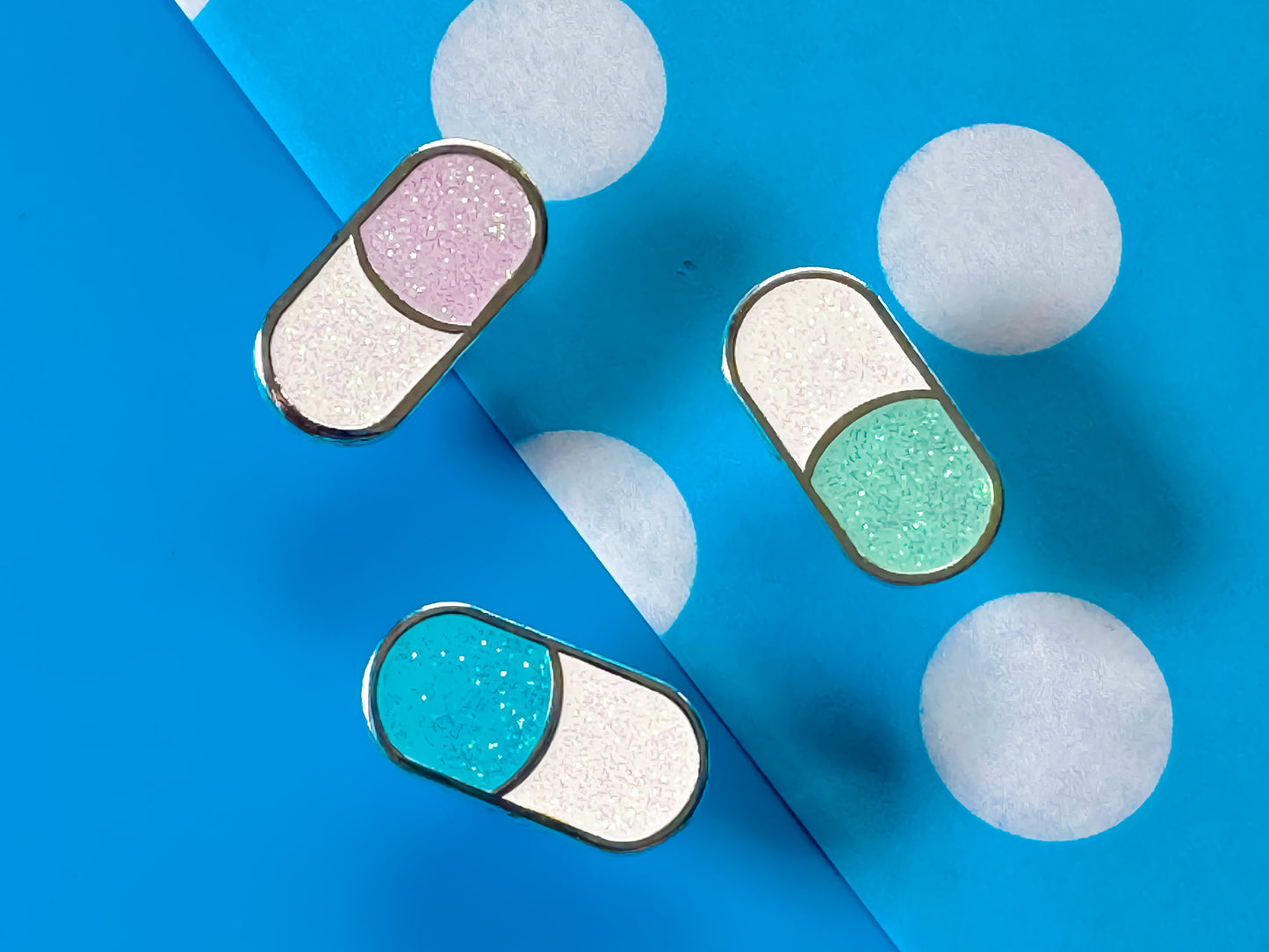 Mini Pills Glitter Hard Enamel Pin Set
