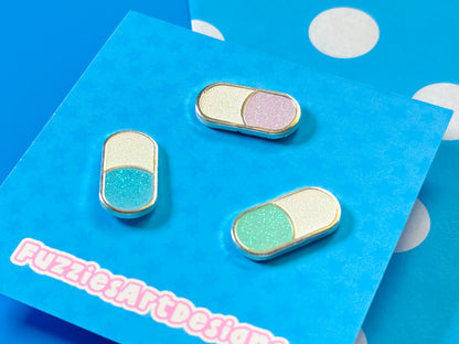 Mini Pills Glitter Hard Enamel Pin Set