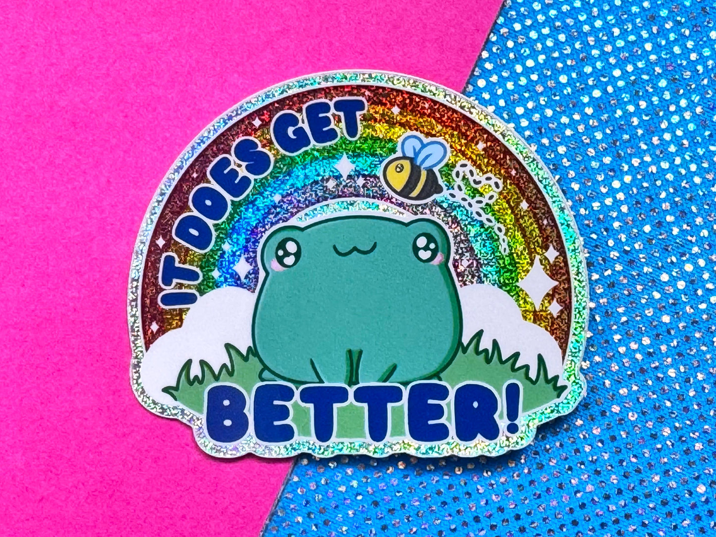 It Does Get Better Rainbow Frog Holographic Frog Sticker