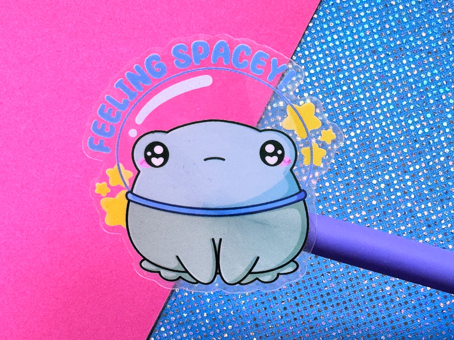 Feeling Spacey Frog Transparent Sticker