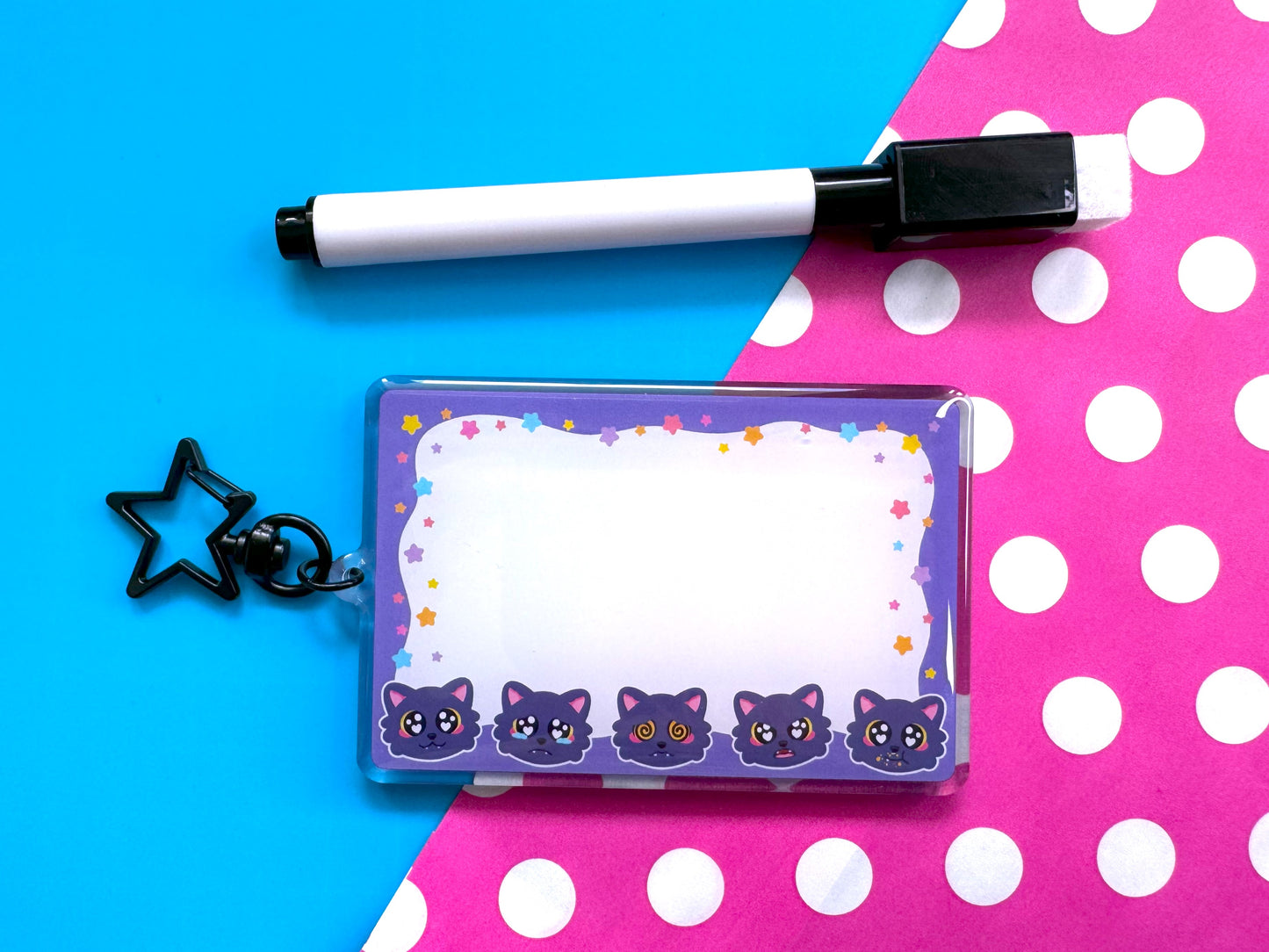 Cat Dry Erase Communication Keyring With Pen