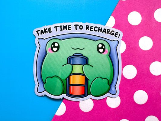 Take Time To Recharge Frog Sticker