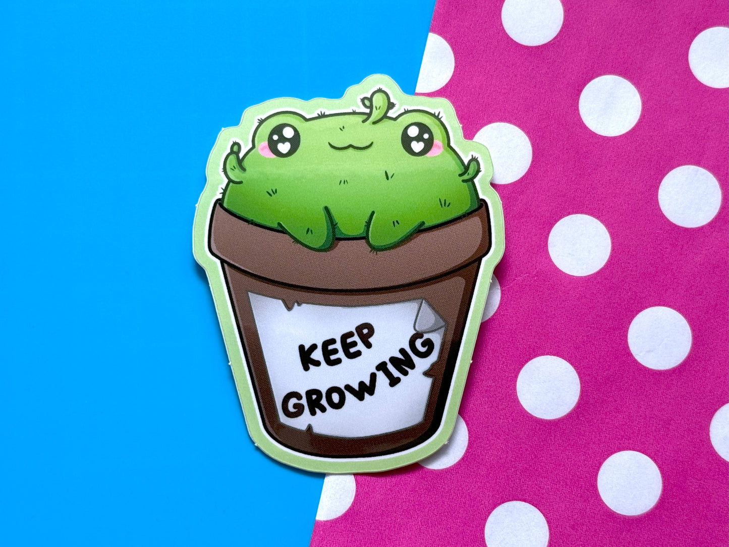 Keep Growing Frog Cactus Sticker