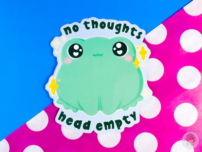 No Thoughts Head Empty Frog Sticker