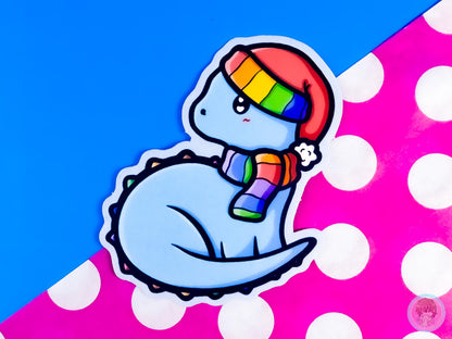 Subtle Pride Winter Dinosaur Sticker