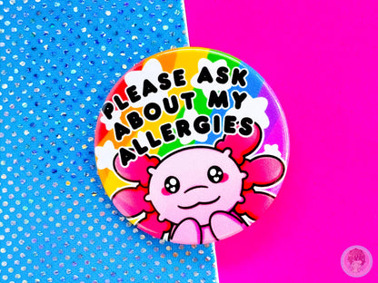 Ask About My Allergies Pin Button Badge