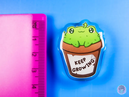 Keep Growing Frog Plant Pin