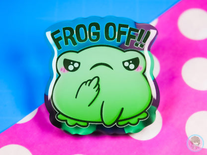 Swearing Frog Off Green Acrylic Pin