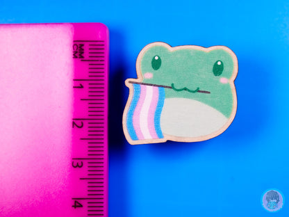 Trans Pride Frog, Wooden Pin