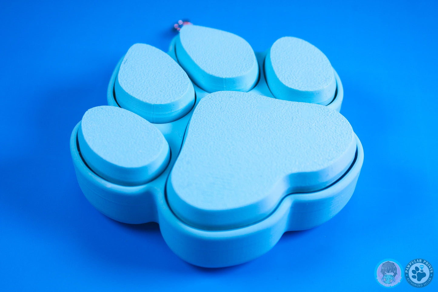 Blue Wolf Paw Print Button Fidget