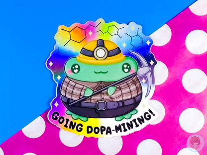 Dopamining Frog Rainbow Holographic Sticker