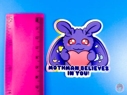 Mothman Believes In You Holographic Sticker