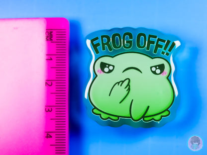Swearing Frog Off Green Acrylic Pin