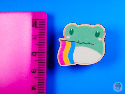Pansexual Pride Frog, Wooden Pin
