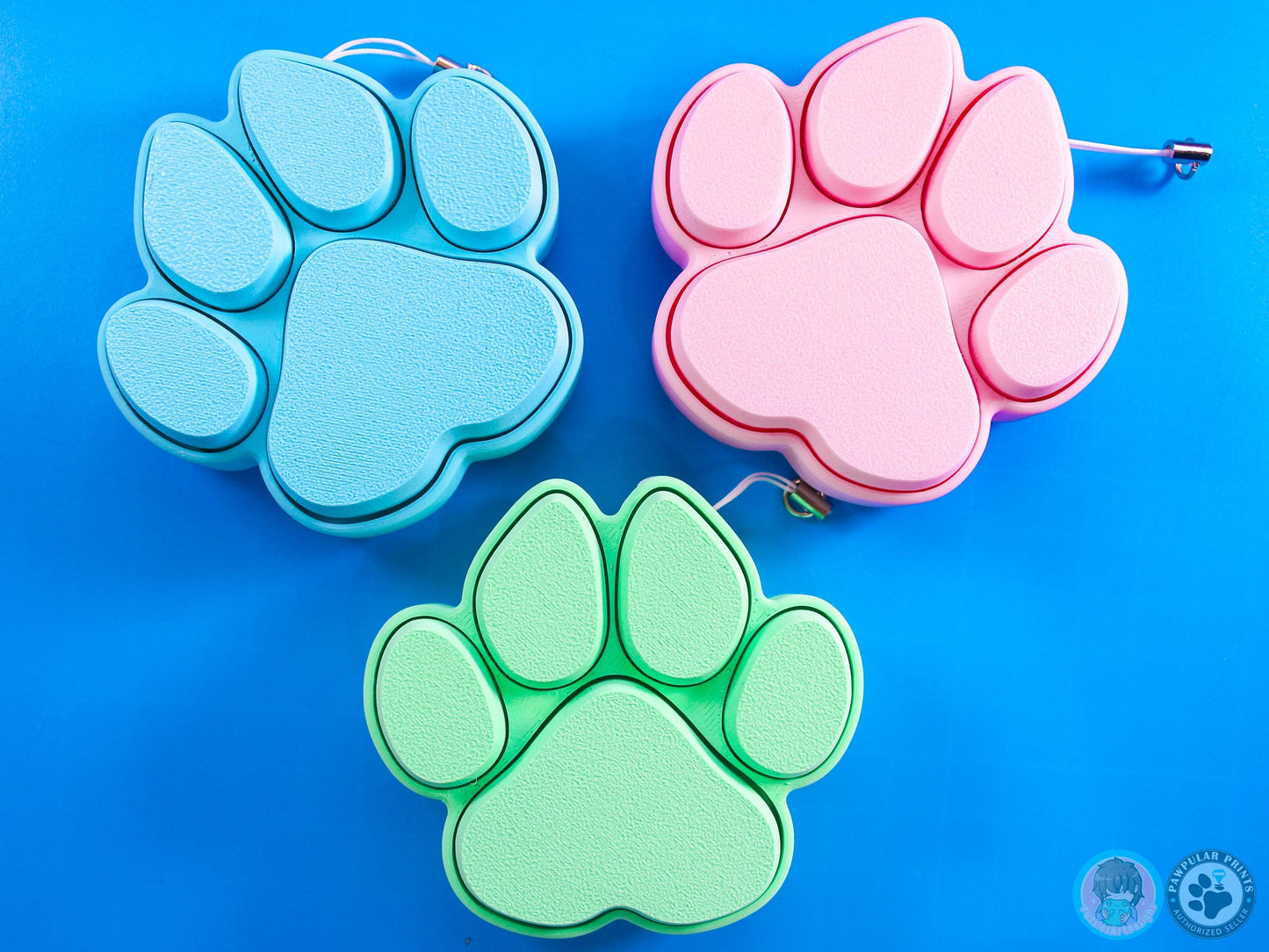 Blue Wolf Paw Print Button Fidget