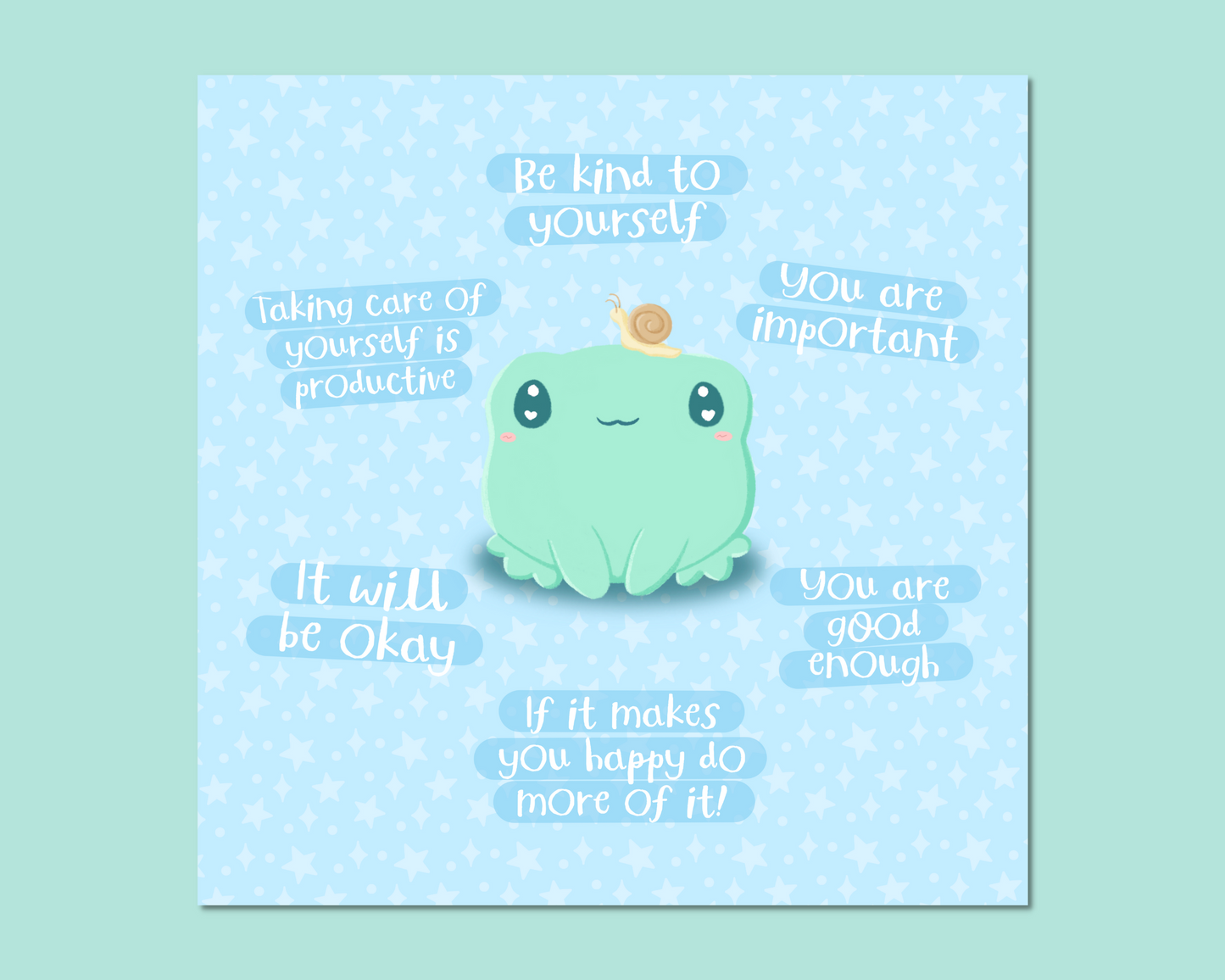 Positive Quotes Frog Art Print