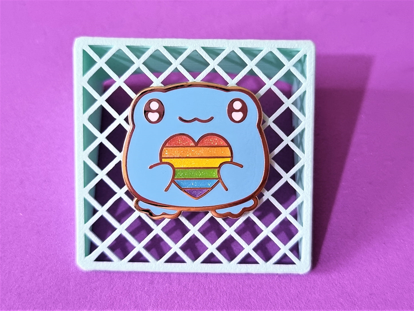 Rainbow Heart Frog Pin