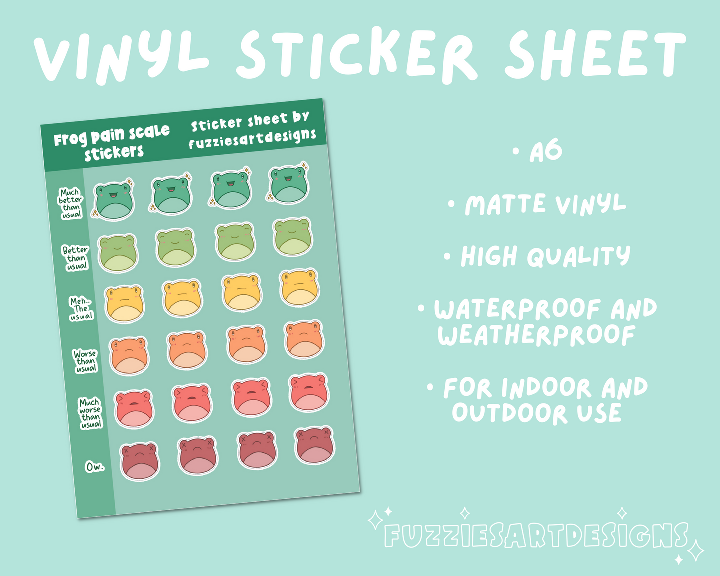 Frog Pain Tracker Sticker Sheet