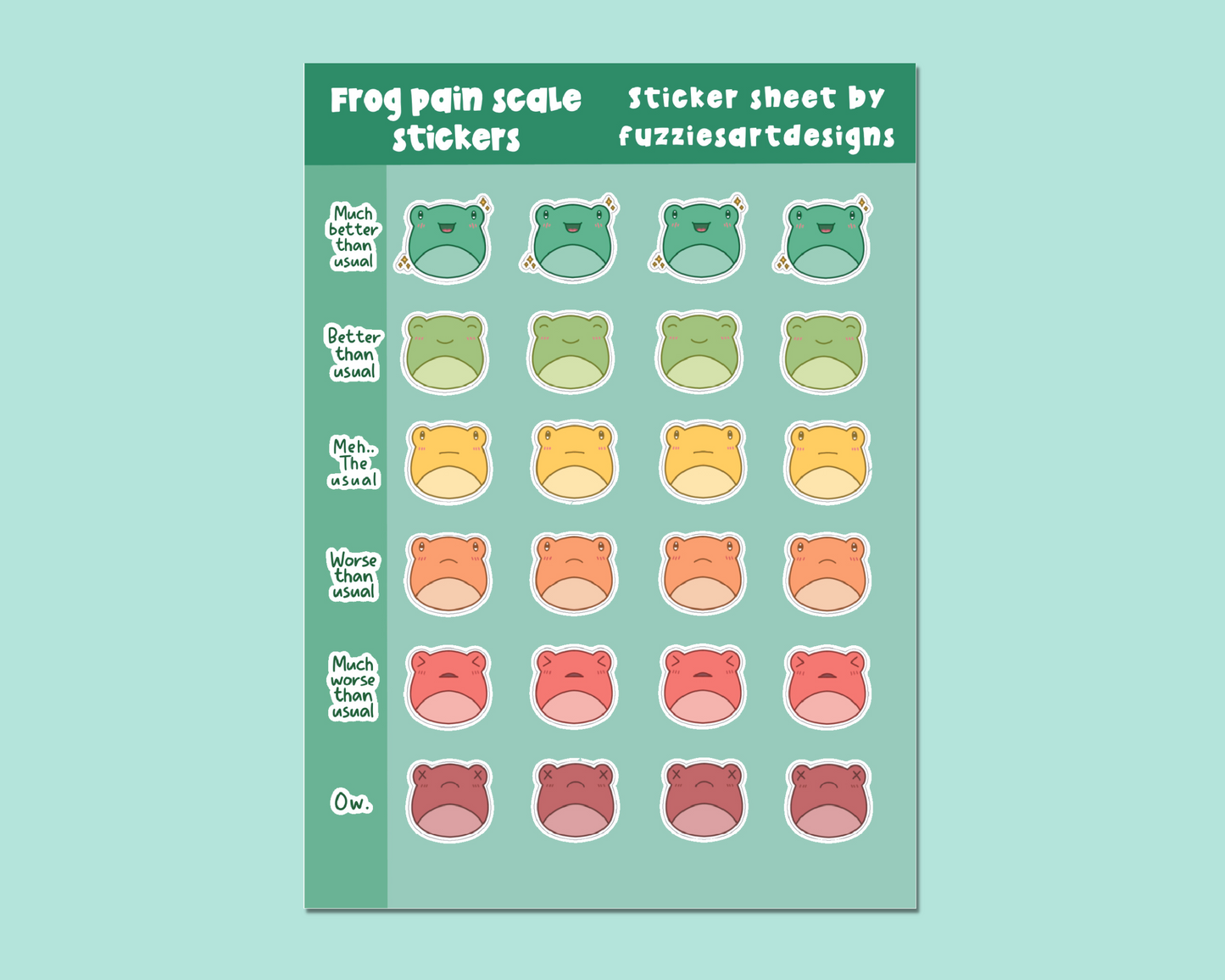 Frog Pain Tracker Sticker Sheet