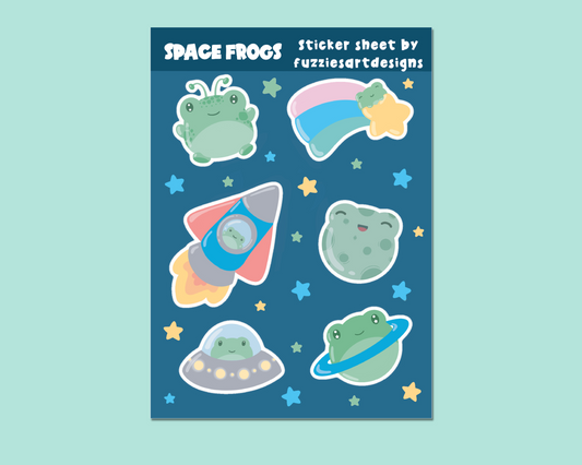 Frogs In Space Sticker Sheet