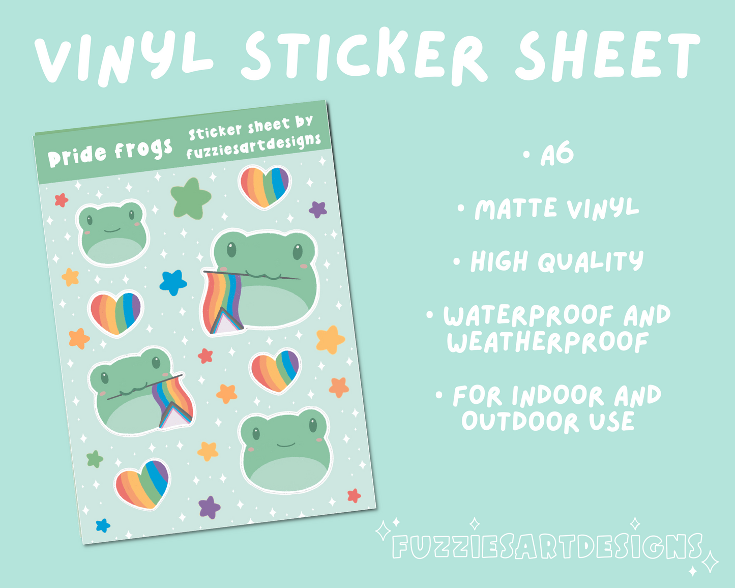 Inclusive Pride Frogs Sticker Sheet