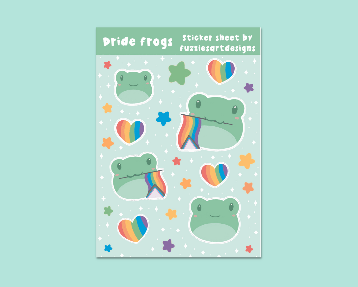 Inclusive Pride Frogs Sticker Sheet