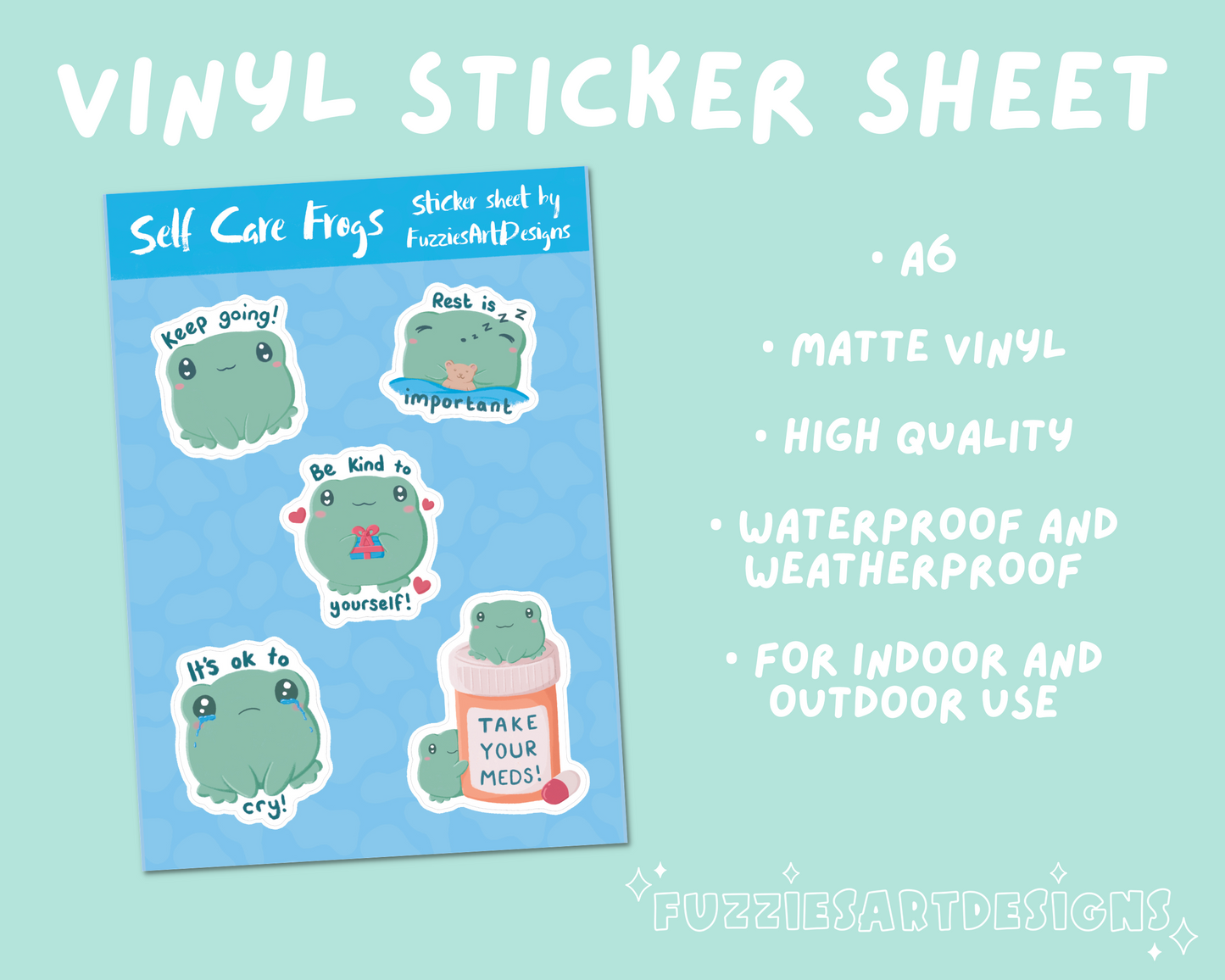 Self Care Frogs Sticker Sheet