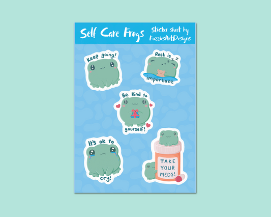 Self Care Frogs Sticker Sheet