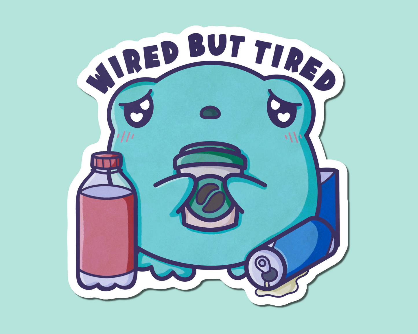 Wired But Tired Frog Sticker