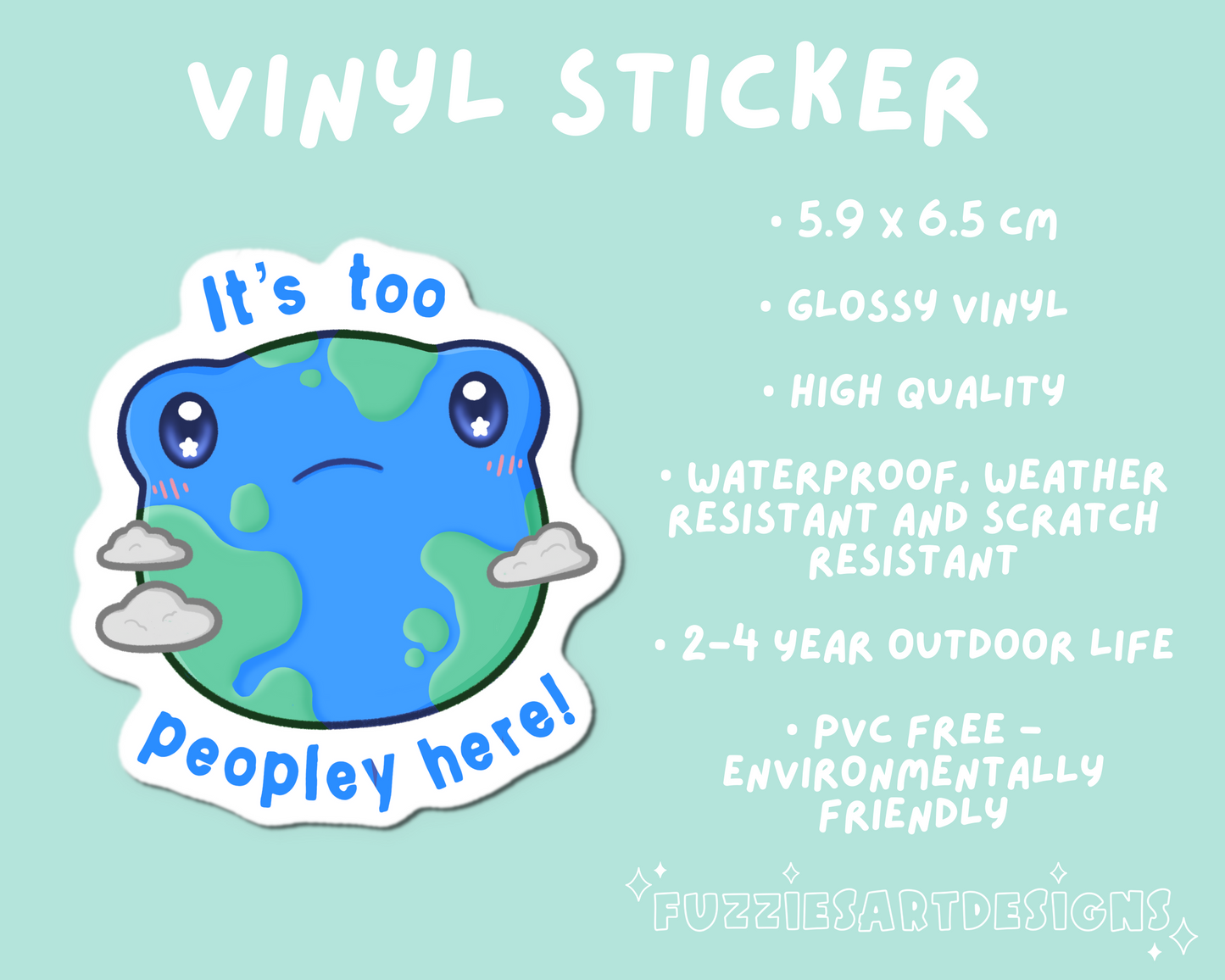 Too Peopley Here Frog Sticker