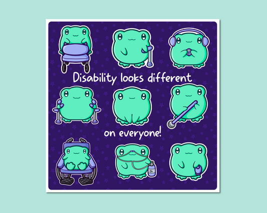 Disability Looks Different On Everyone Frog Sticker