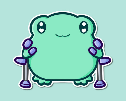 Disabled Crutches Frog Sticker