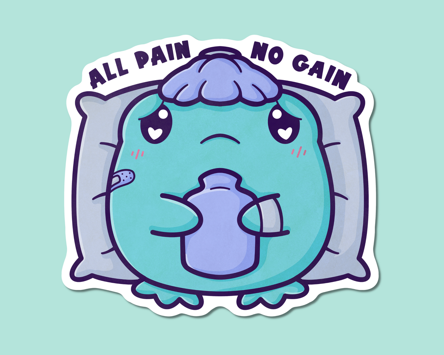 All Pain No Gain Frog Sticker