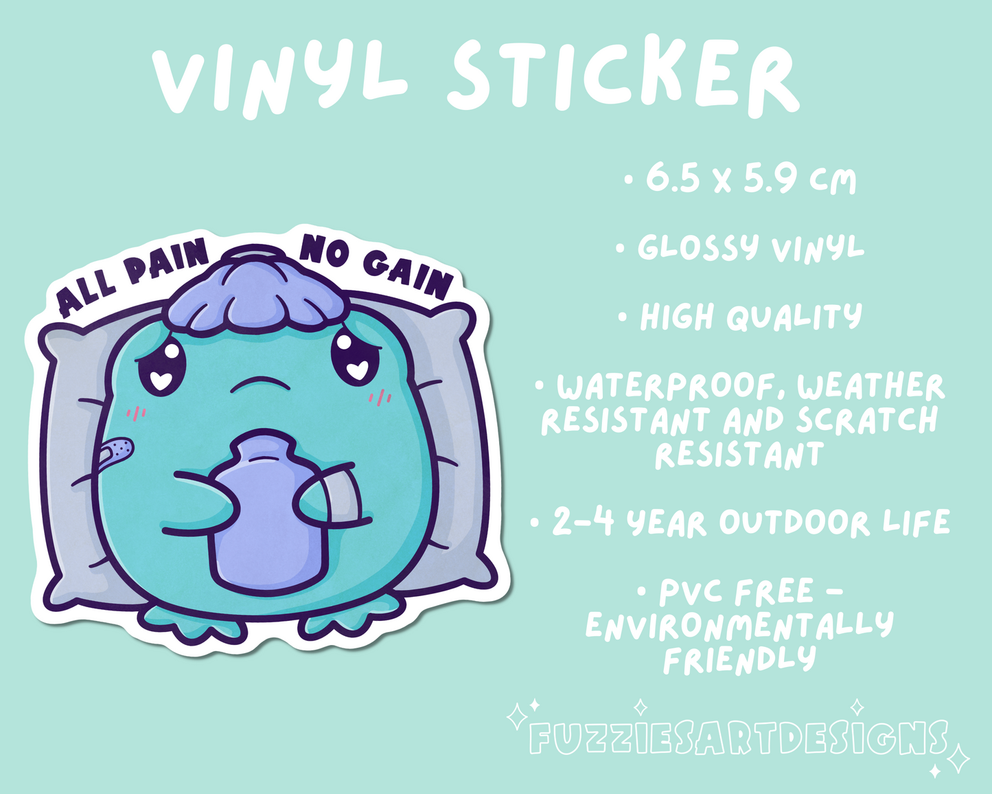 All Pain No Gain Frog Sticker