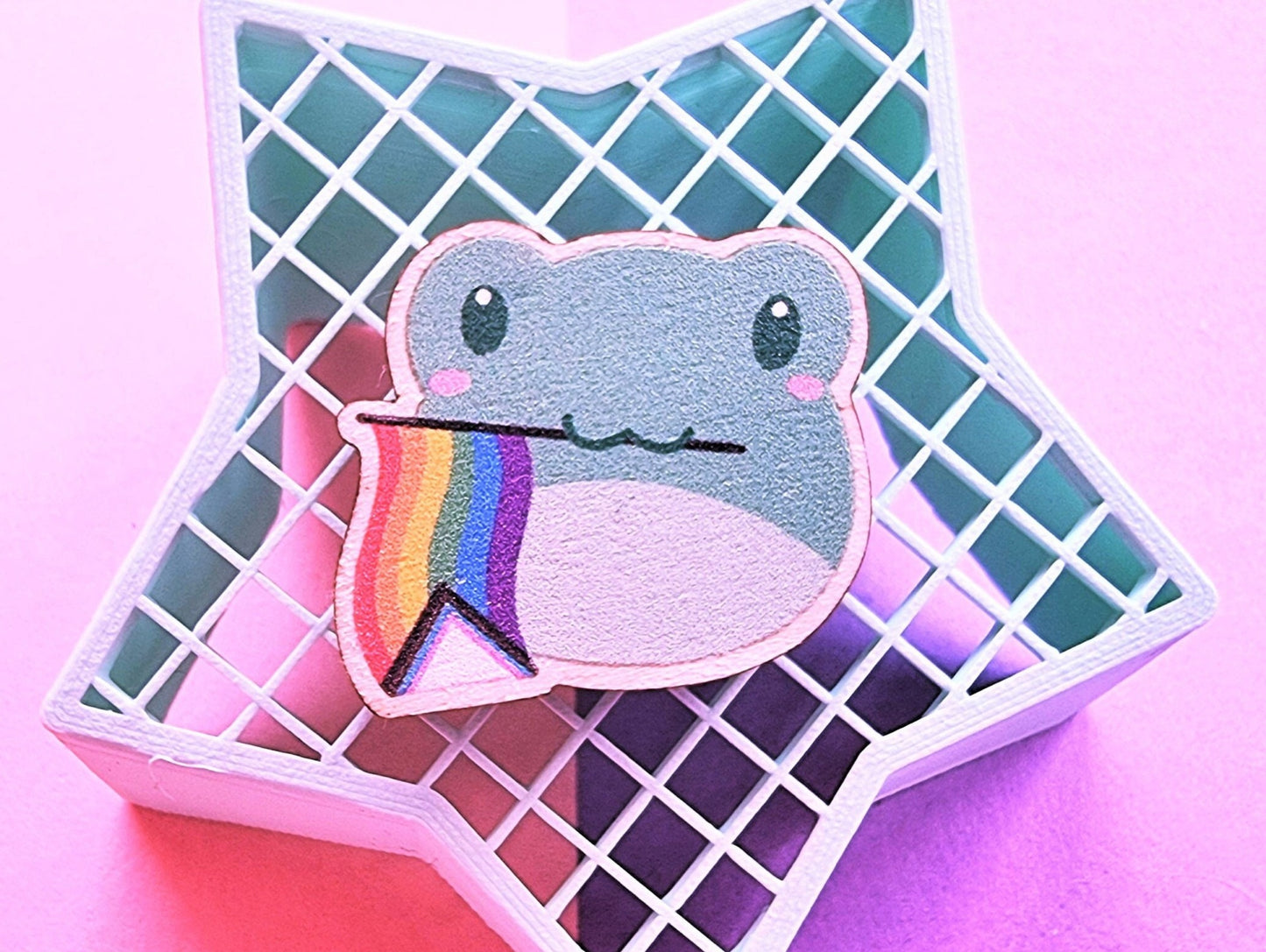 Inclusive Pride frog Wooden Pin