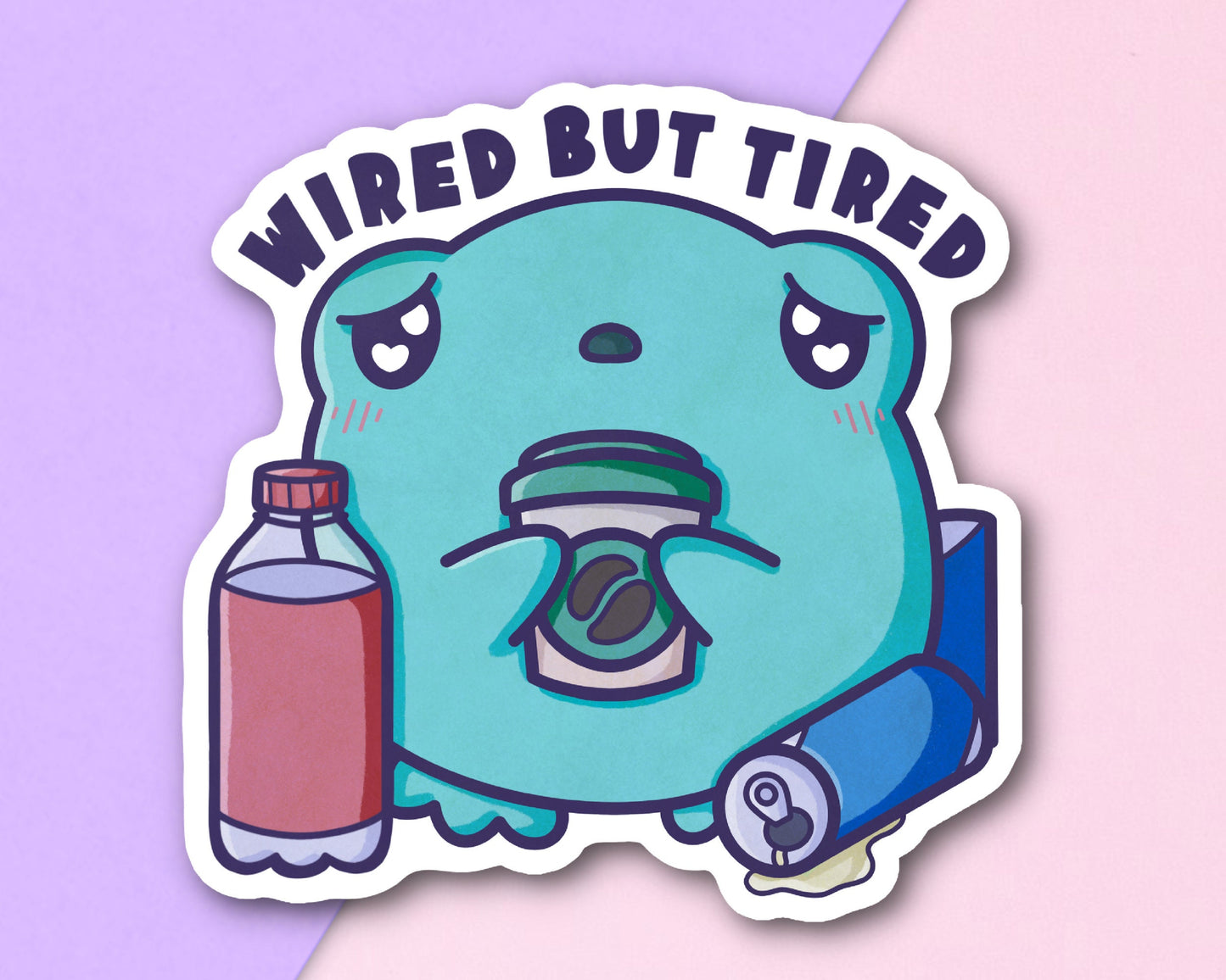 Wired But Tired Frog Sticker