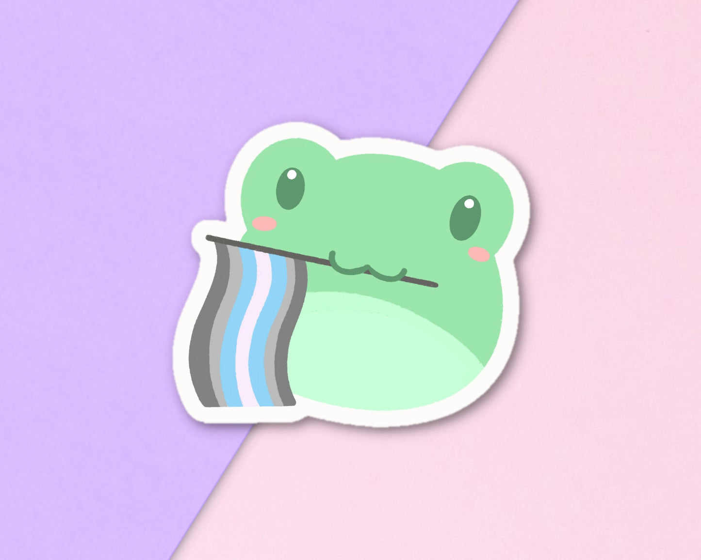 Demiboy Pride Frog Sticker