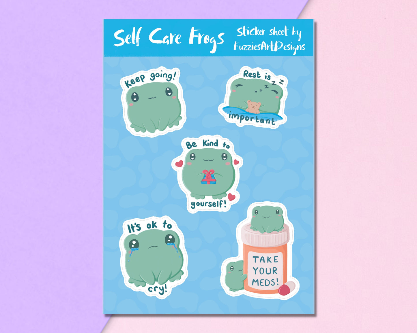 Self Care Frogs Sticker Sheet