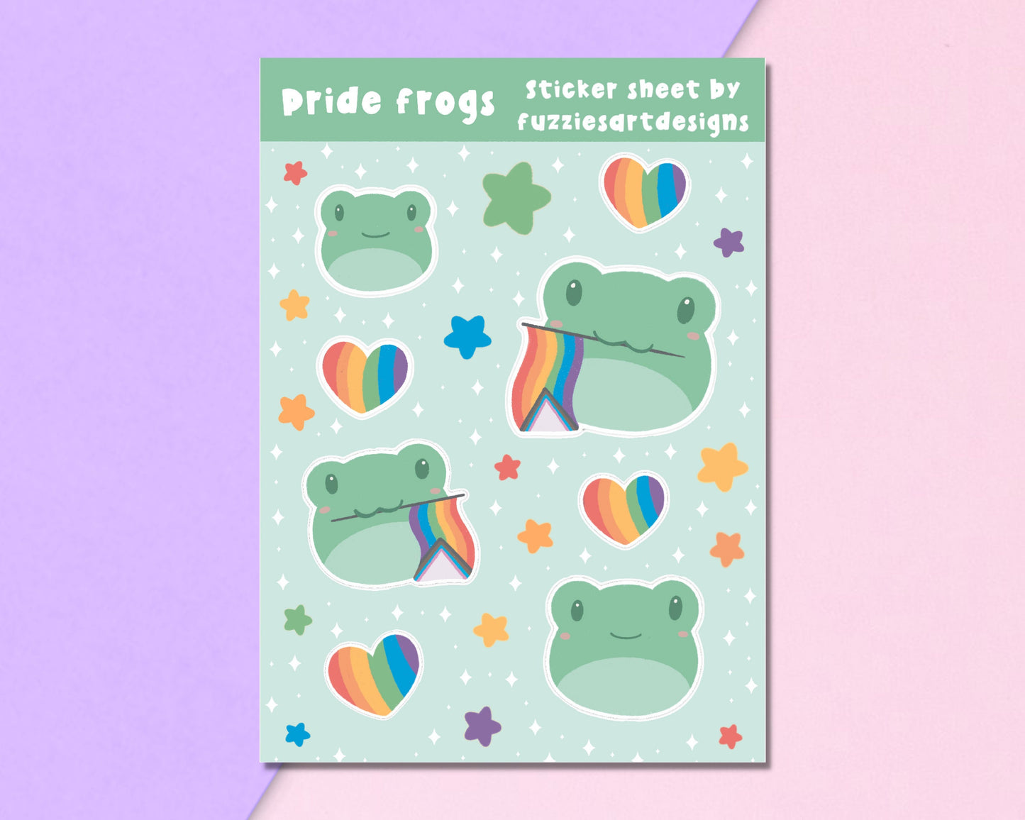 Inclusive Pride Frogs Sticker Sheet